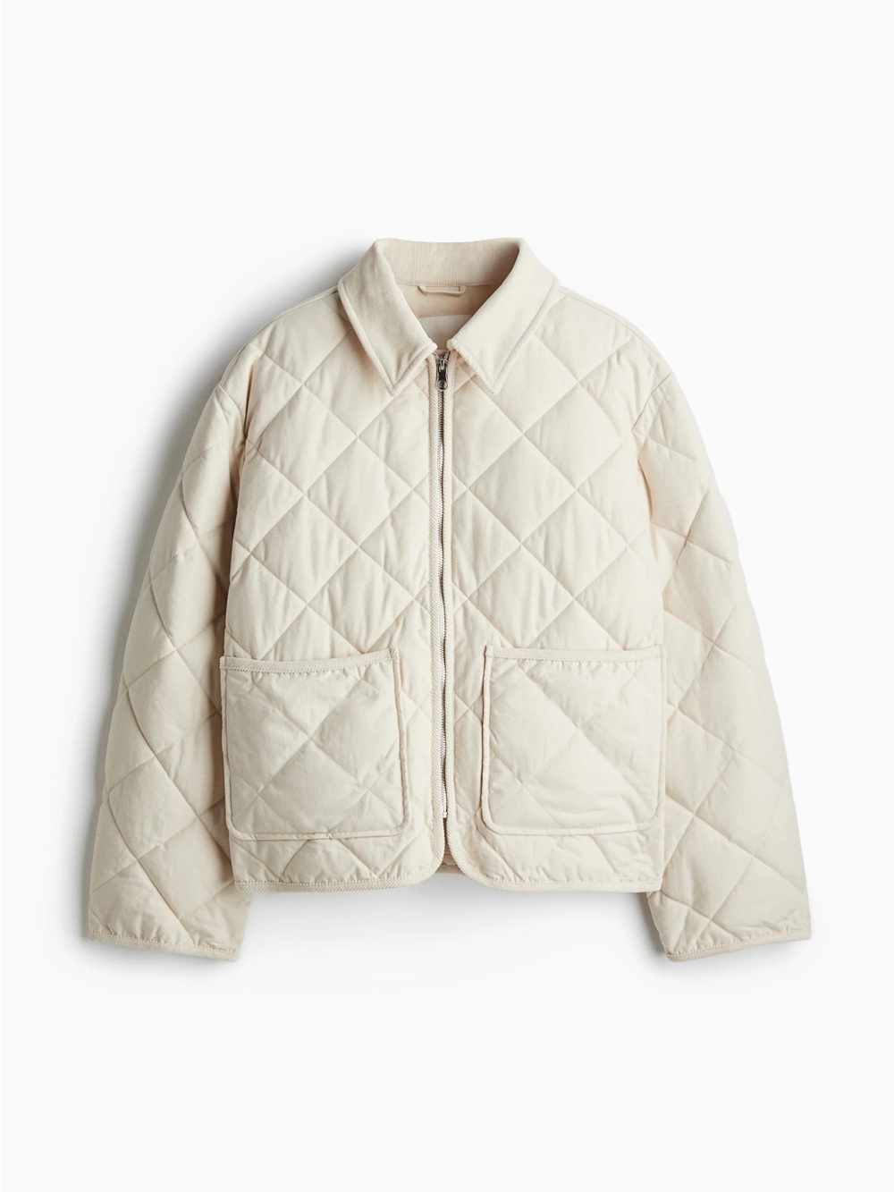 Quilted Zip Front Barn Jacket - Cream
